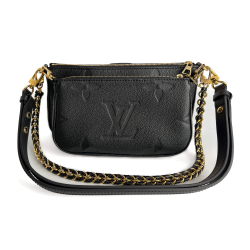 Louis Vuitton Multi Pochette Accessoires Empreinte Calfskin Grained Leather 2-Ways Pouch Crossbody Bag Black