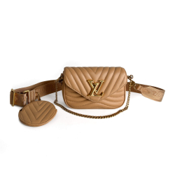 Louis Vuitton New Wave Multi-Pochette Leather 2-Ways Pouch Crossbody Beige