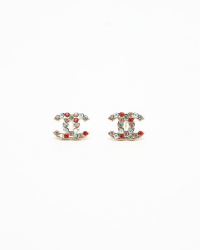 Chanel Coco Mark Colored Rhinestone Earrings