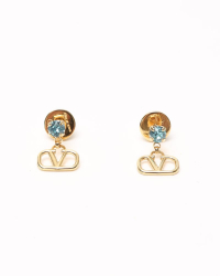 Valentino V logo Signature Rhinestone Earrings