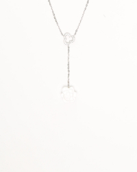 Chanel Camellia White Ceramic and Diamond 18kt White Gold Necklace