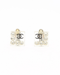 Chanel Square Rhinestone Clip-on Earrings