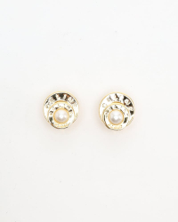 Celine Céline Logo Pearl Clip-on Earrings