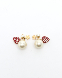 Christian Dior Tribal Pearl Heart Earrings