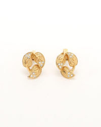 Christian Dior Leaf Motif Rhinestone Clip-on Earrings