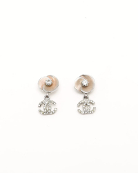 Chanel Coco Mark Rhinestone Flower Earrings