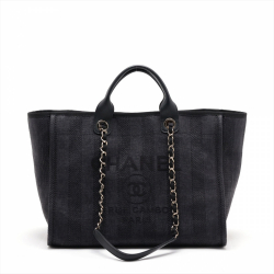 Chanel Deauville Medium Raffia 2-Ways Tote Bag Blue