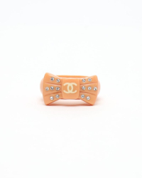 Chanel Coco Mark Ribbon Rhinestone Ring