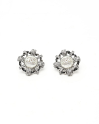 Chanel Coco Mark Circle Chain Rhinestone Earrings