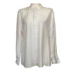 Classic silk blouse with small polka dots ecru, as good as new