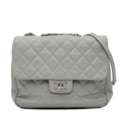 Chanel B Chanel Gray Caviar Leather Leather Large Quilted Caviar Urban Companion Flap Italy