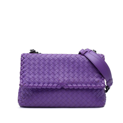 Bottega Veneta Purple Small Nappa Intrecciato Olimpia Shoulder Bag Italy