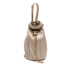 Chanel B Chanel Gold Calf Leather Small Metallic skin Coco Pleats Drawstring Backpack Italy