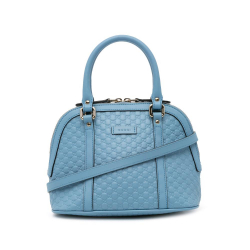 Gucci AB Gucci Blue Light Blue Calf Leather Mini Microguccissima Dome Satchel Italy