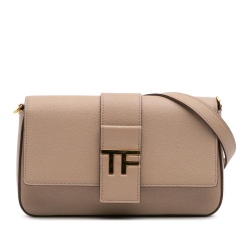 Tom Ford B Tom Ford Brown Beige Calf Leather Grained skin TF Flap Crossbody Italy