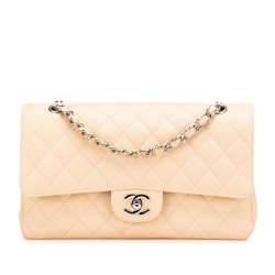 Chanel B Chanel Brown Beige Caviar Leather Leather Medium Classic Caviar Double Flap France