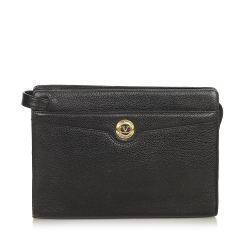 Valentino B Valentino Black Calf Leather Clutch Bag Italy