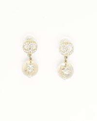 Chanel Coco Mark Resin Rhinestone Earrings