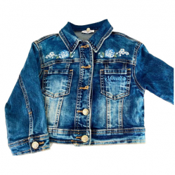 Monnalisa Jeansjacke mit Blumen Applikationen