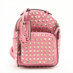 Valentino Rockstuds Leather Pink Backpack