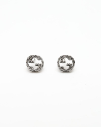 Gucci Interlocking G Arabesque Silver Studs Earrings