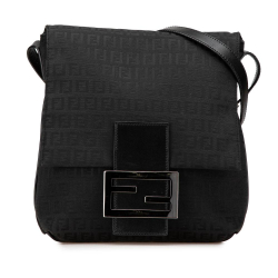 Fendi B Fendi Black Canvas Fabric Zucchino Crossbody Italy