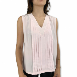Chanel pale pink pleated silk tank top