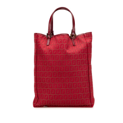 Fendi B Fendi Red Canvas Fabric Zucchino Tote Italy