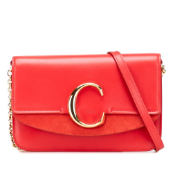 Ferragamo B Ferragamo Red Calf Leather Small skin and Suede C Clutch With Chain Italy