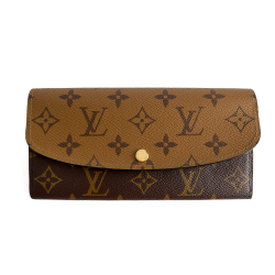 Louis Vuitton Emilie Long Canvas Envelope Wallet Monogram Reverse