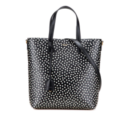 Saint Laurent AB Saint Laurent Black with White Calf Leather Toy skin Polka Dot North South Shopping Tote Italy