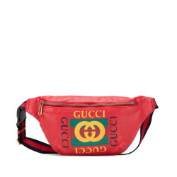 Gucci B Gucci Red Calf Leather Grained skin Logo Belt Bag Italy