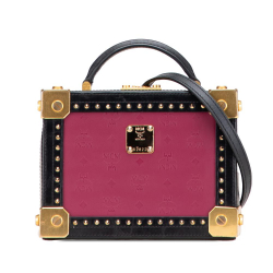 MCM B MCM Purple Magenta with Black Calf Leather Odeon skin Berlin Satchel Korea, South