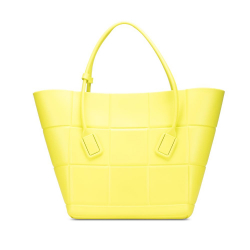 Bottega Veneta B Bottega Veneta Yellow Neon Yellow Chemical Fiber Fabric Medium Matte Rubber Arco Tote Italy