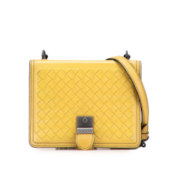 Bottega Veneta Yellow Small Nappa Intrecciato Runway Shoulder Bag Italy