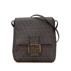 Fendi B Fendi Brown Coated Canvas Fabric Zucchino Spalmati Crossbody Italy