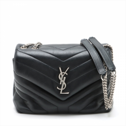 Saint Laurent Loulou Small Chevron Quited Leather 2-Ways Envelope Bag Black