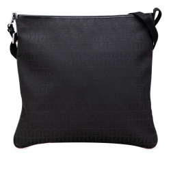 Fendi B Fendi Black Canvas Fabric Zucchino Crossbody Italy