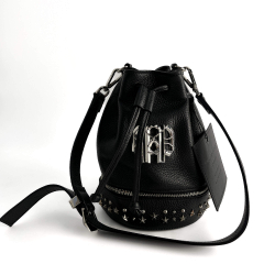 Philipp Plein Stud Leather Bucket Shoulder Bag Black