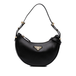 Prada AB Prada Black Calf Leather Small Soft Arque Satchel Italy