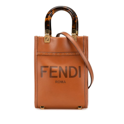 Fendi B Fendi Brown Calf Leather Mini Sunshine Shopper Tote Italy