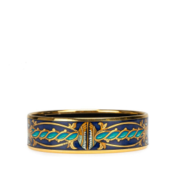 Hermès B Hermès Blue Dark Blue Enamel Other Wide Cloisonne Bangle 65 Austria