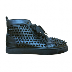 Christian Louboutin Schwarze Sneakers aus Leder und Spikes 37