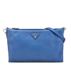 Prada B Prada Blue Calf Leather Vitello Daino Crossbody Italy