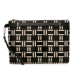 Balenciaga AB Balenciaga Black with White Pony Hair Natural Material Clutch Italy