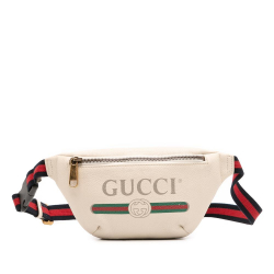 Gucci B Gucci White Calf Leather Logo Belt Bag Italy