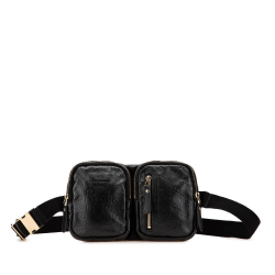 Gucci B Gucci Black Calf Leather Guccissima Belt Bag Italy