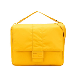 Fendi B Fendi Yellow Nylon Fabric Large Econyl Baguette Satchel Italy