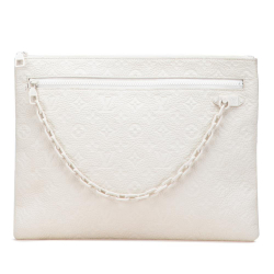 Louis Vuitton B Louis Vuitton White Calf Leather Monogram Taurillon A4 Pouch France