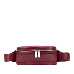 Bottega Veneta AB Bottega Veneta Red Burgundy Calf Leather Textured Marco Polo Belt Bag Italy